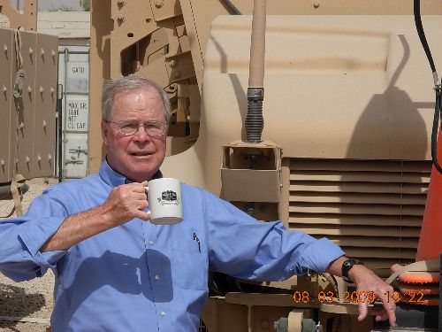 Martin's Tavern coffee mug in Diwaniyah, Iraq. Forward Oeprating Base Echo. Samuel Watson. 8-3-09